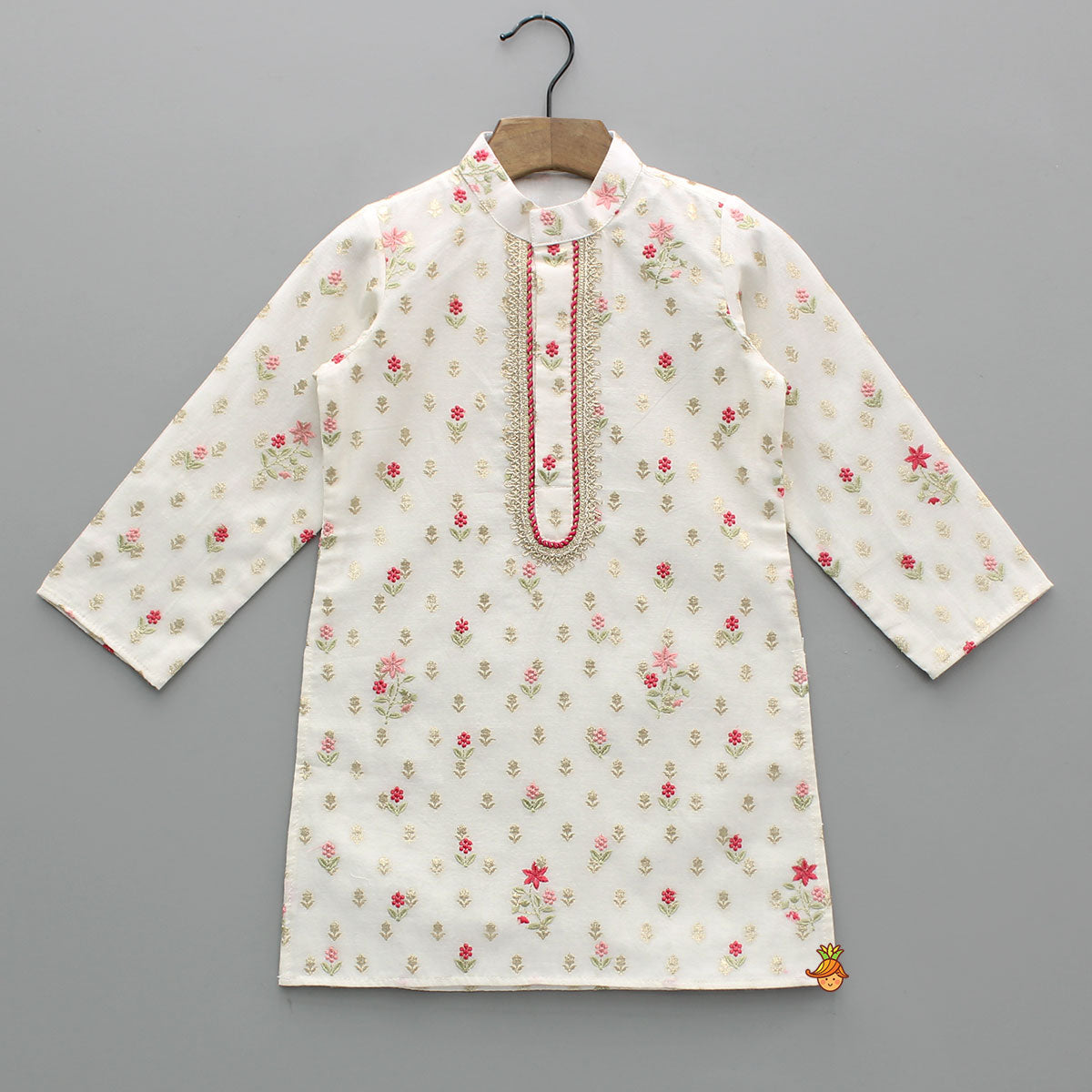 Pre Order: Floral Embroidered Kurta With Pyjama