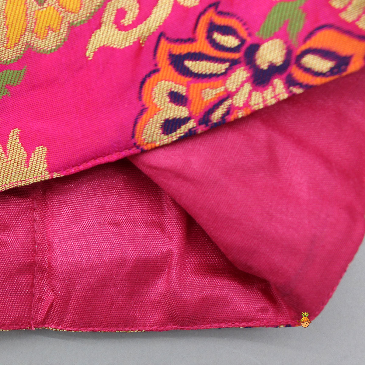 Pre Order: Stunning Bow Embellished Floral Top With Matching Lehenga And Attached Pouch