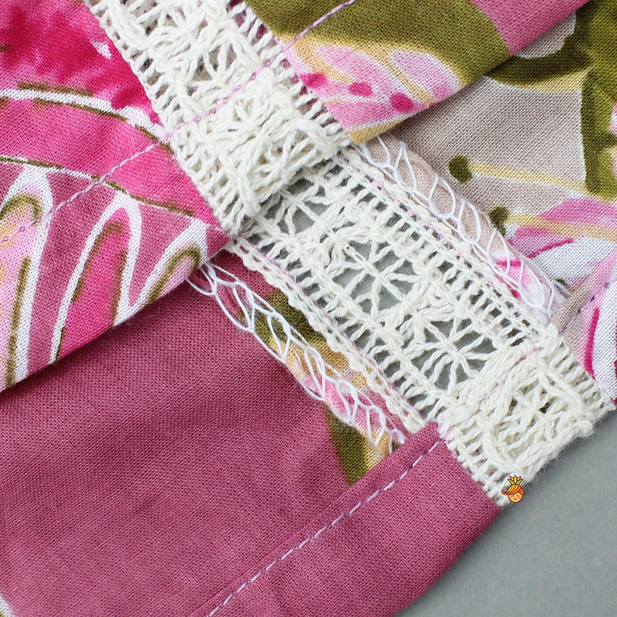 Pre Order: Beautiful Floral Printed Cotton Top With Matching Lehenga And Elasticated Bandana