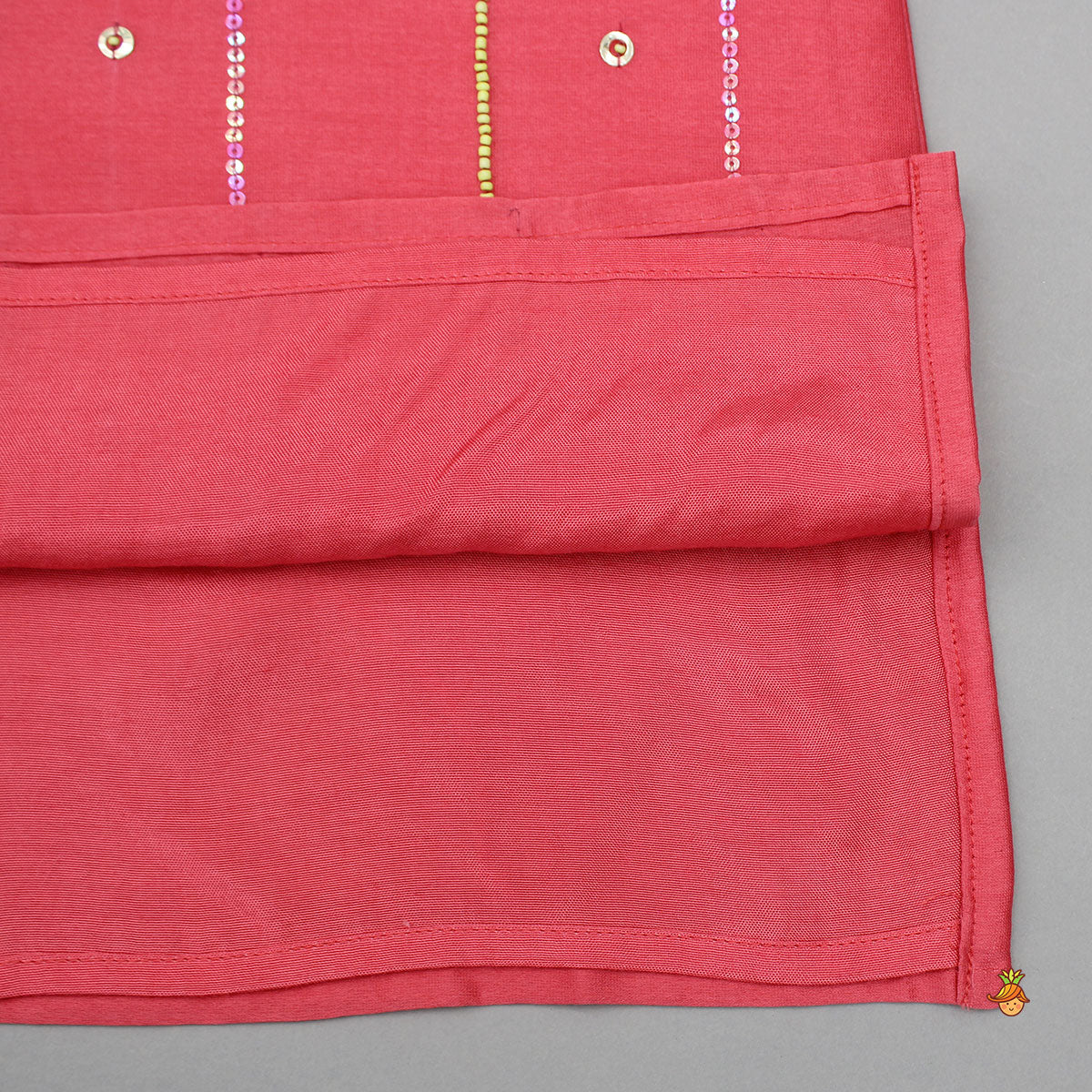 Pre Order: Red Bead And Sequin Embellished Kurta With Pyjama
