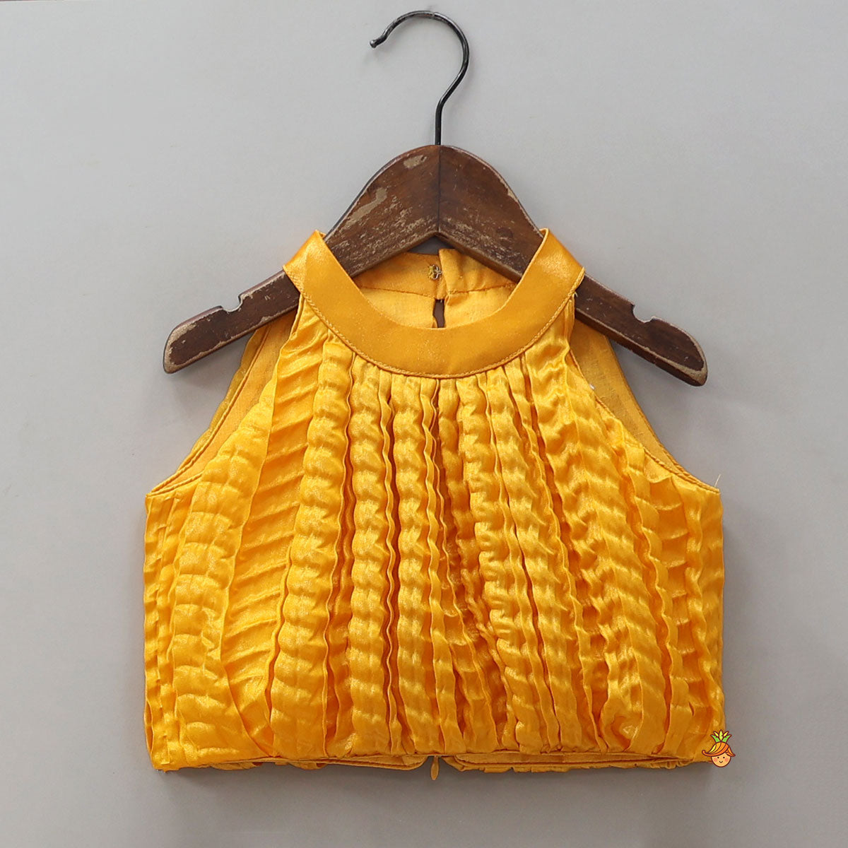 Pre Order: Beautiful Yellow Shimmery Halter Neck Top With Lehenga