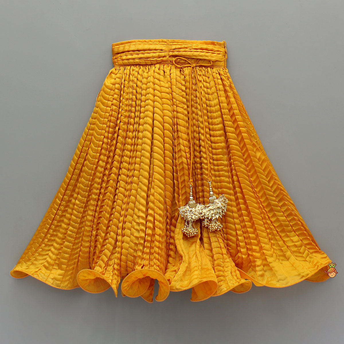 Pre Order: Beautiful Yellow Shimmery Halter Neck Top With Lehenga