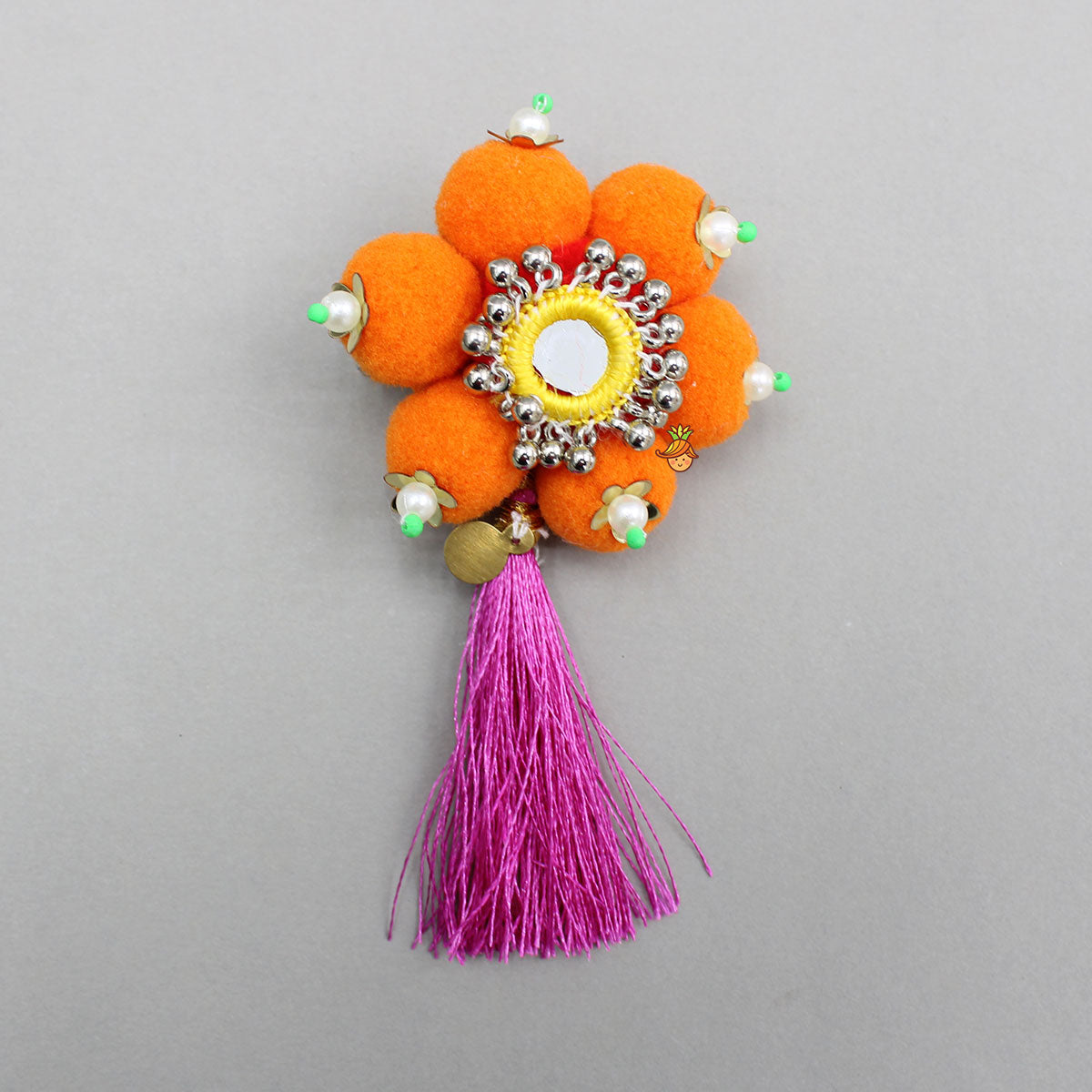 Pom Poms Adorned Ethnic Embellished Hair Clip