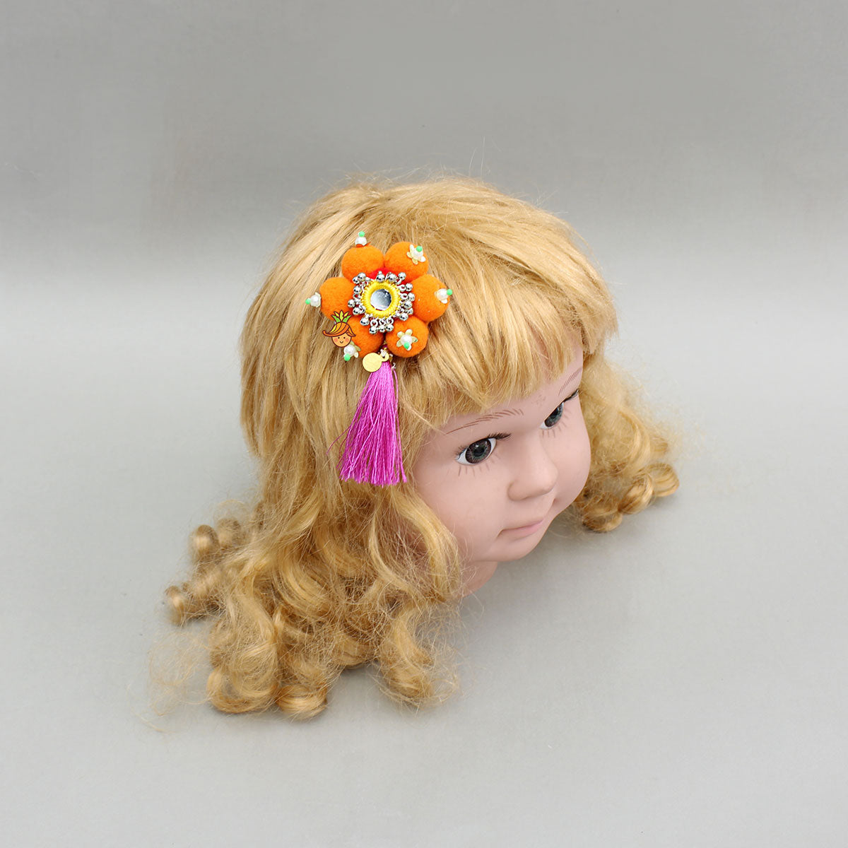 Pom Poms Adorned Ethnic Embellished Hair Clip