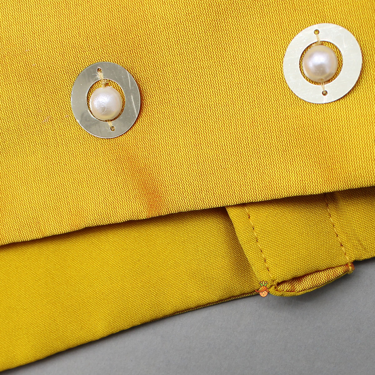 Pre Order: Open Back Halter Neck Mustard Yellow Top And Flared Lehenga With Gota Lace Detail Dupatta