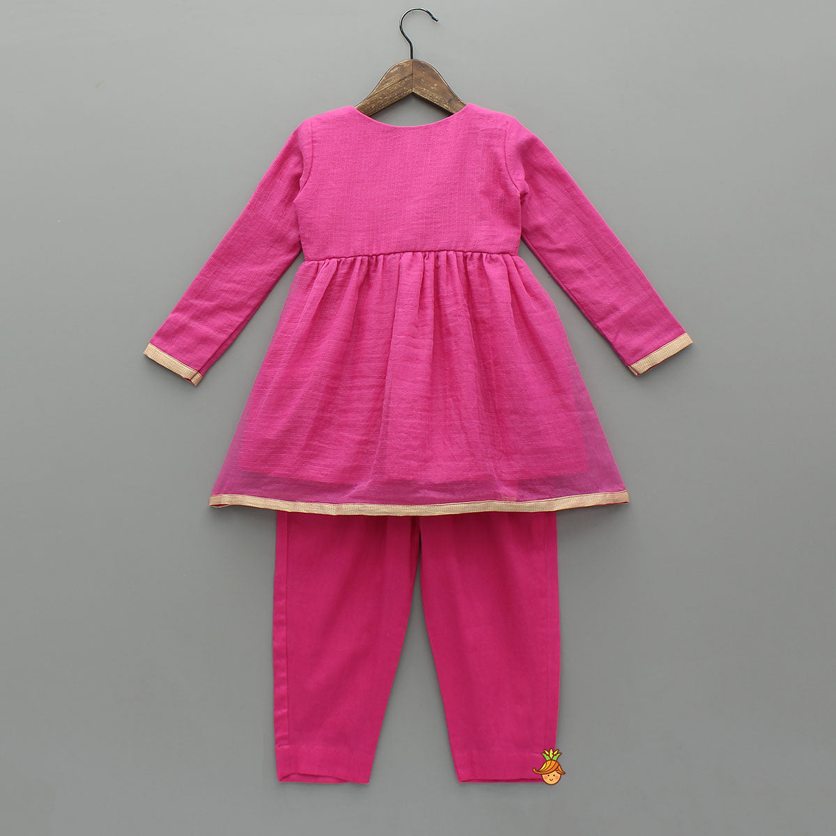 Pre Order: Pink Angarkha Style Kurti With Matching Pant