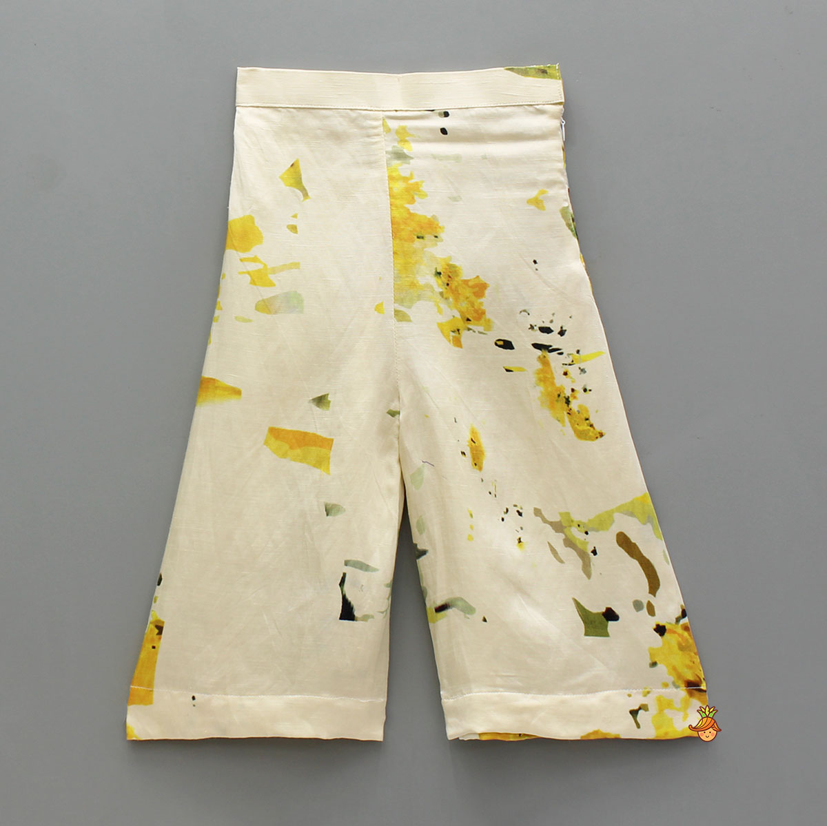 Pre Order: Yellow Flared Tie Up Top With Printed Palazzo