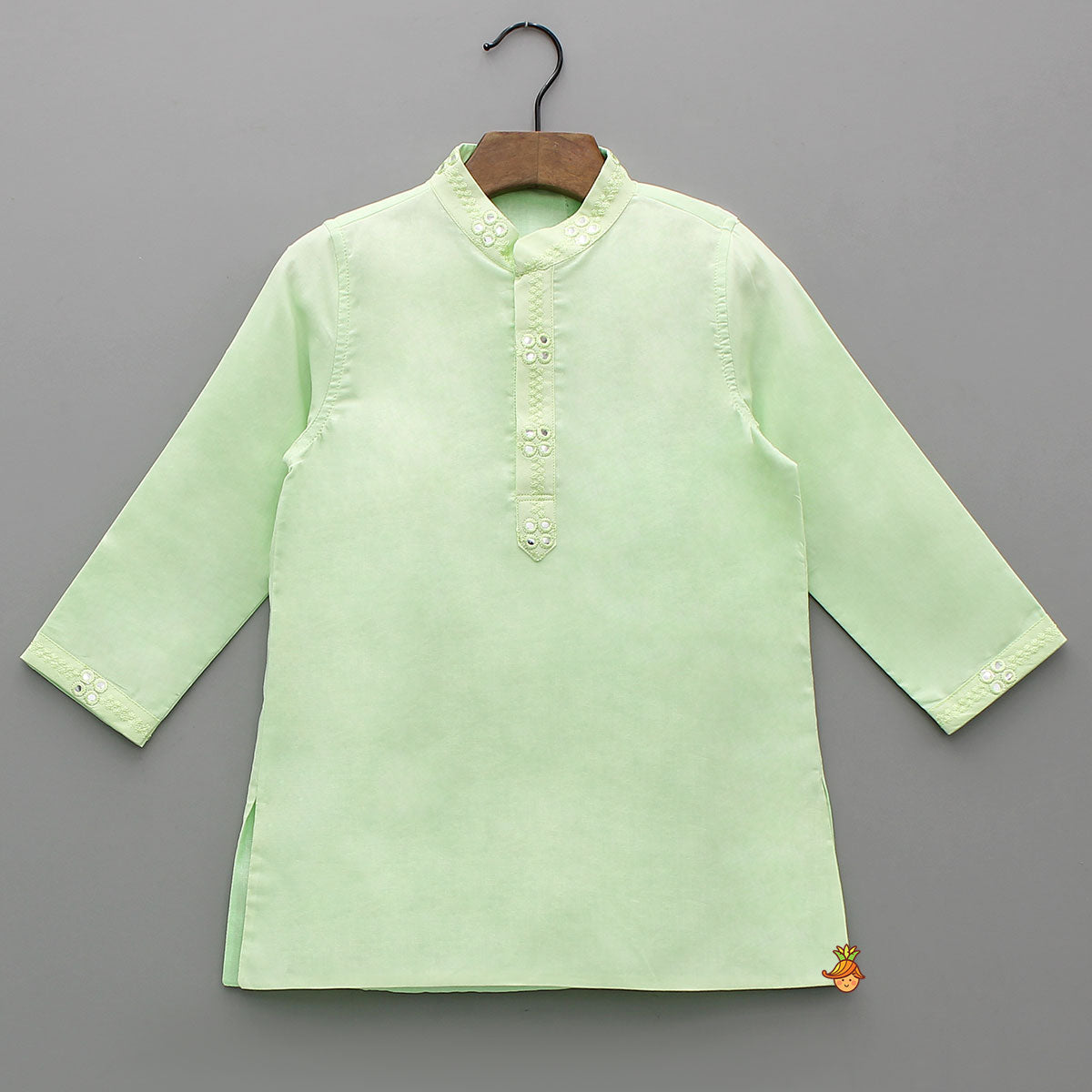 Ethnic Kurta With Faux Mirror Work Jacket And Pyjama