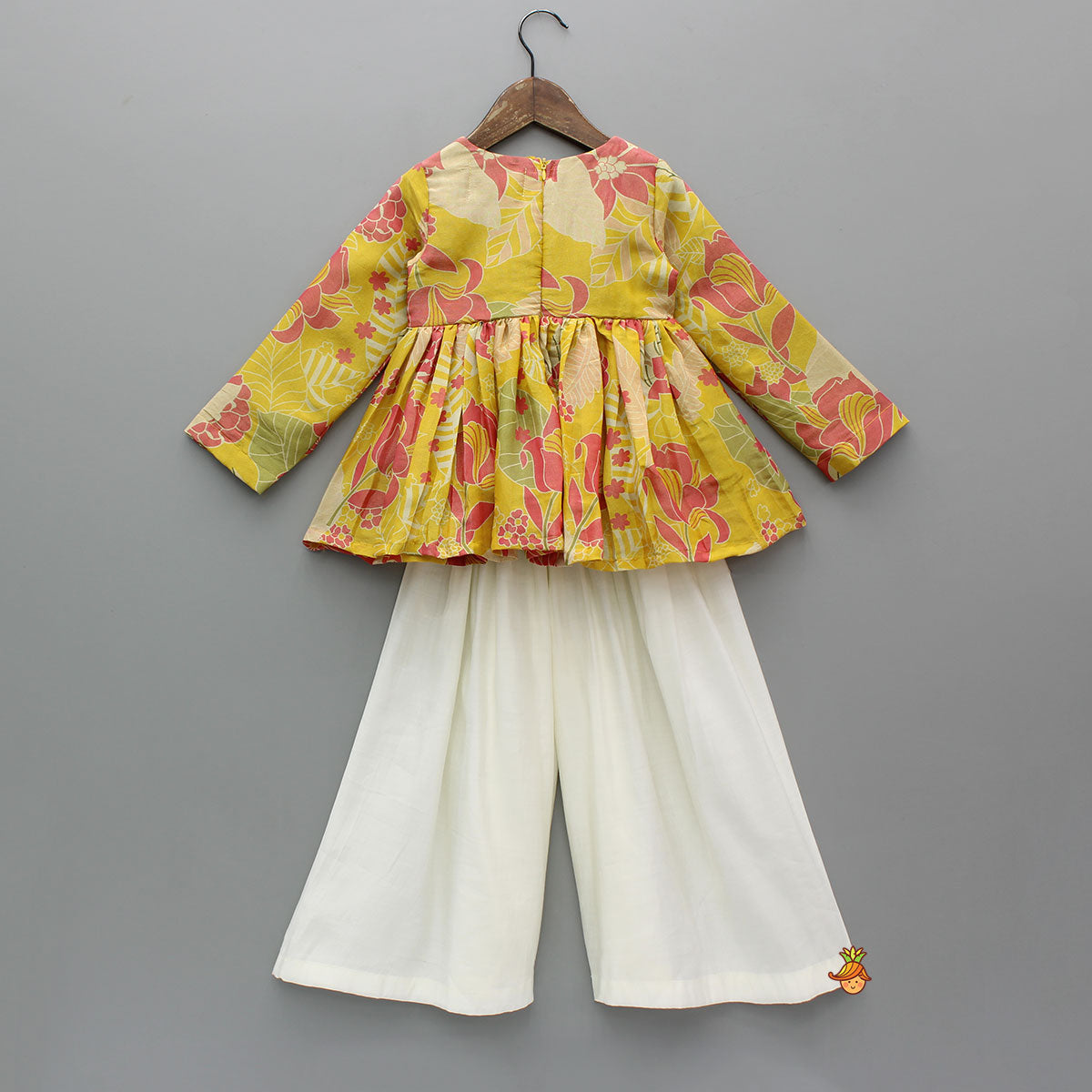 Pre Order: Floral Peplum Top With off White Palazzo