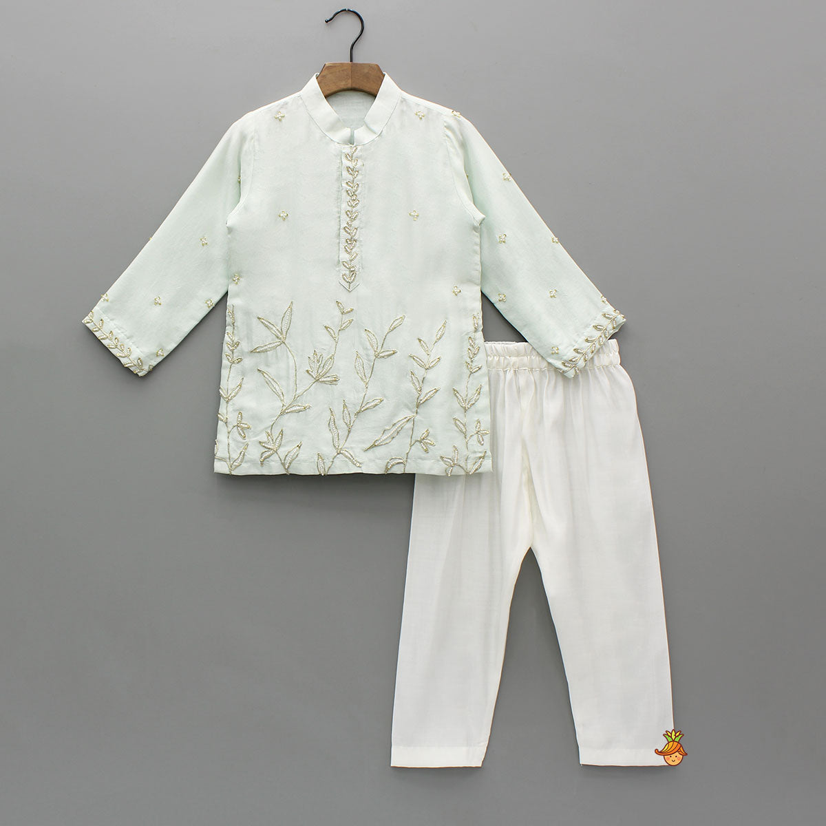 Pre Order: Ethnic Embroidered Blue Embellished Kurta With Pyjama