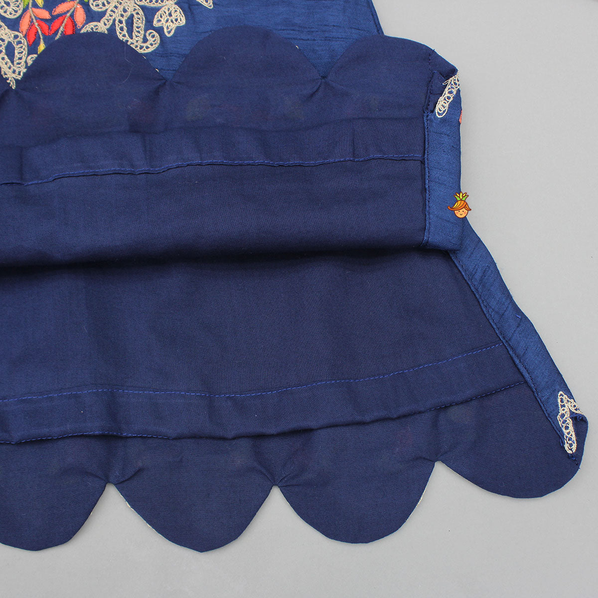 Pre Order: Blue Embroidered Kurti With Matching Dhoti