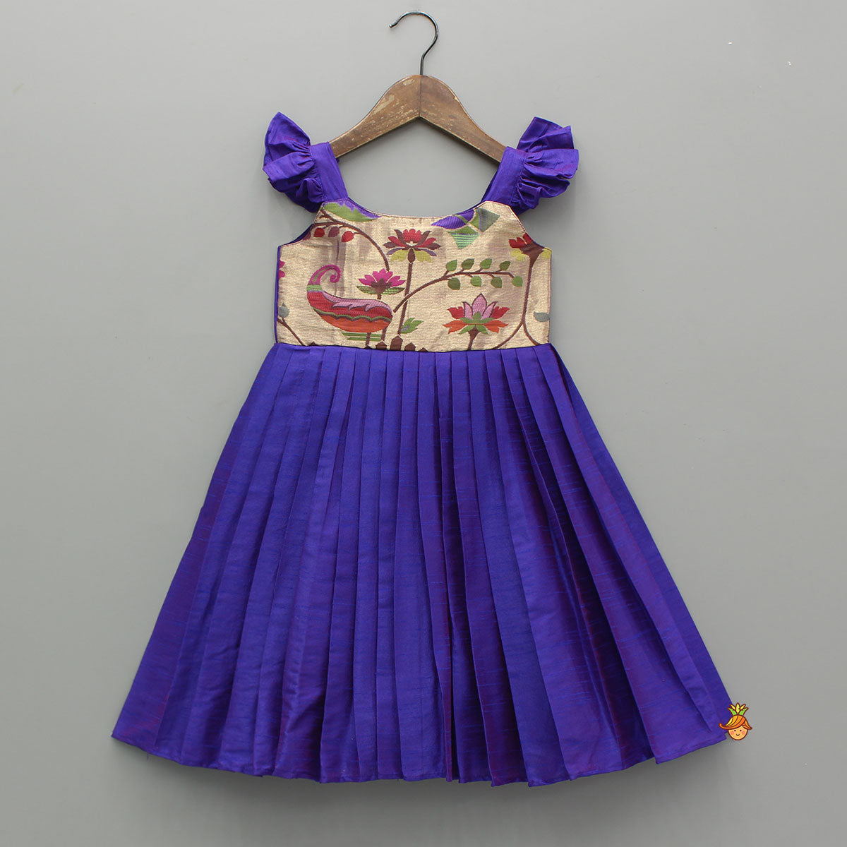 Pre Order: Purple Strappy Dress With Pleated Detailing