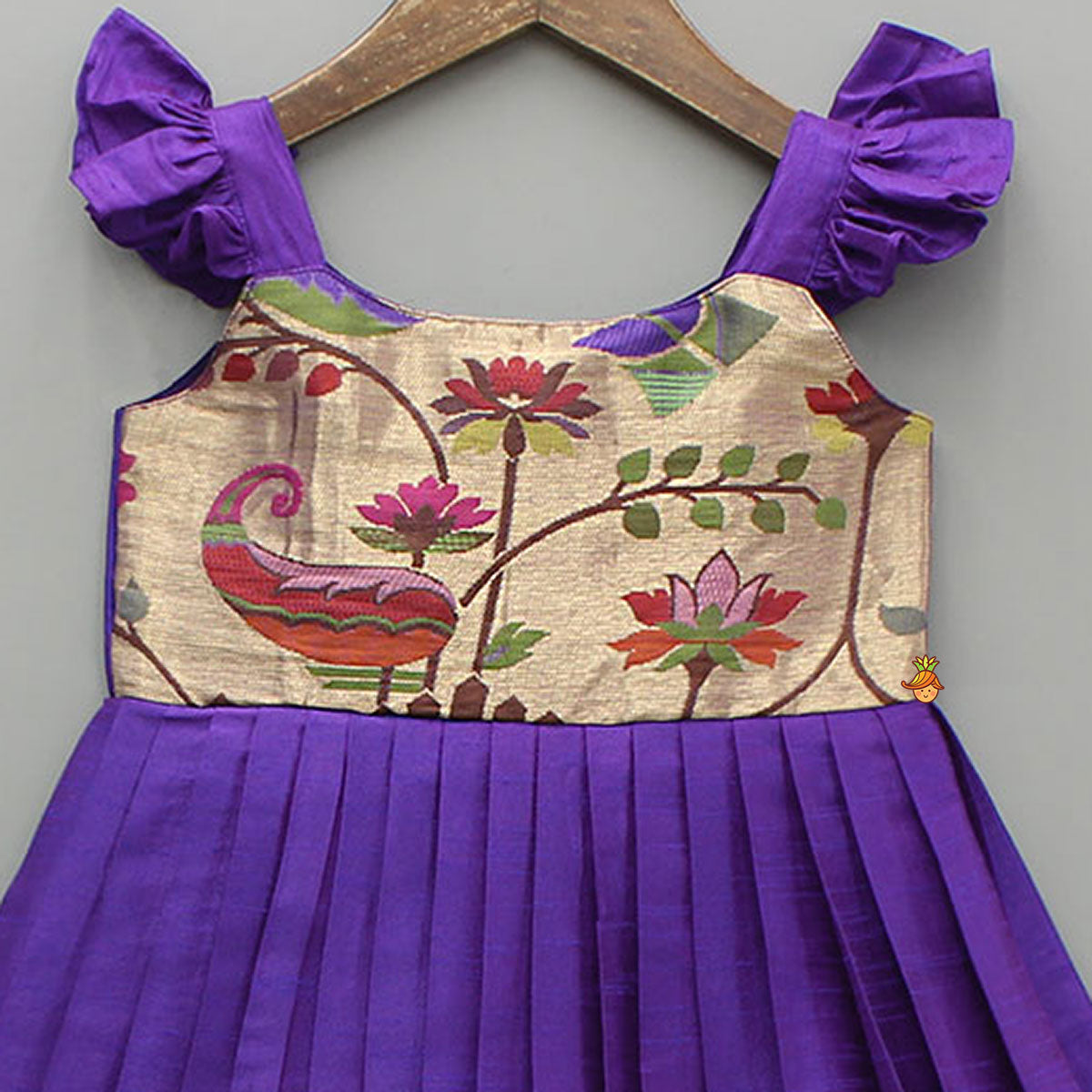 Pre Order: Purple Strappy Dress With Pleated Detailing