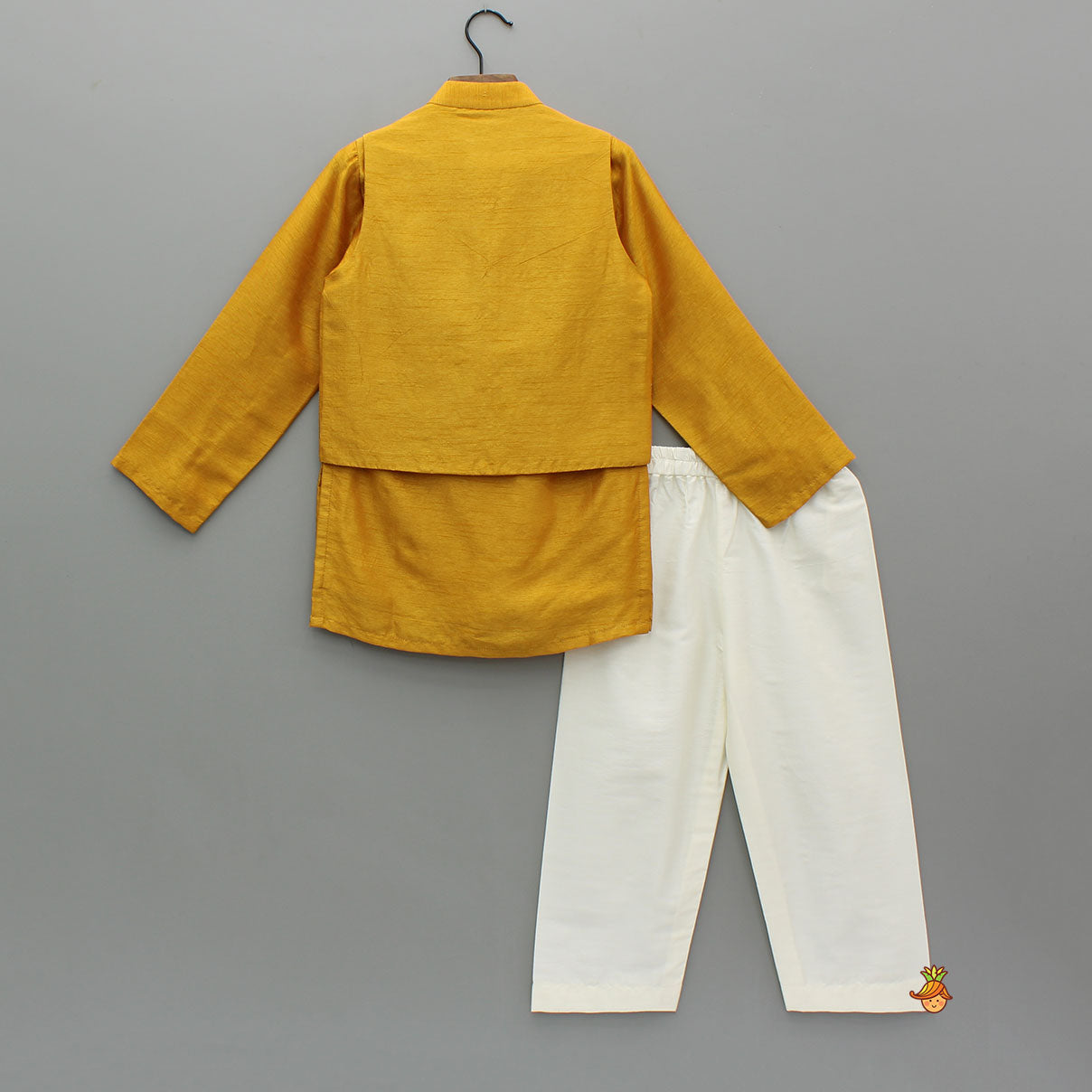 Pre Order: Ethnic Kurta With Front Open Embroidered Jacket And Pyjama