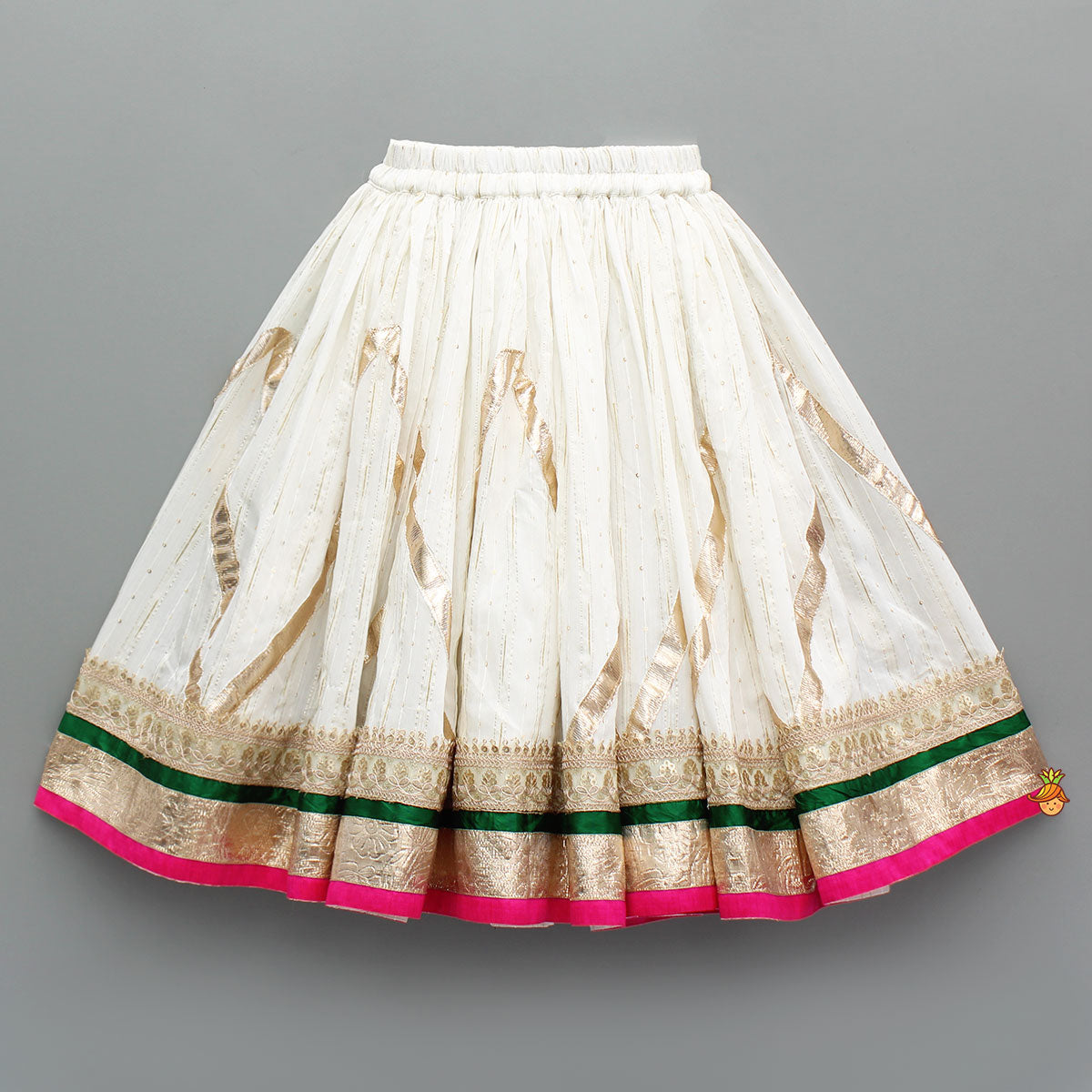 Pre Order: Off White Brocade Top With Lehenga And Dupatta
