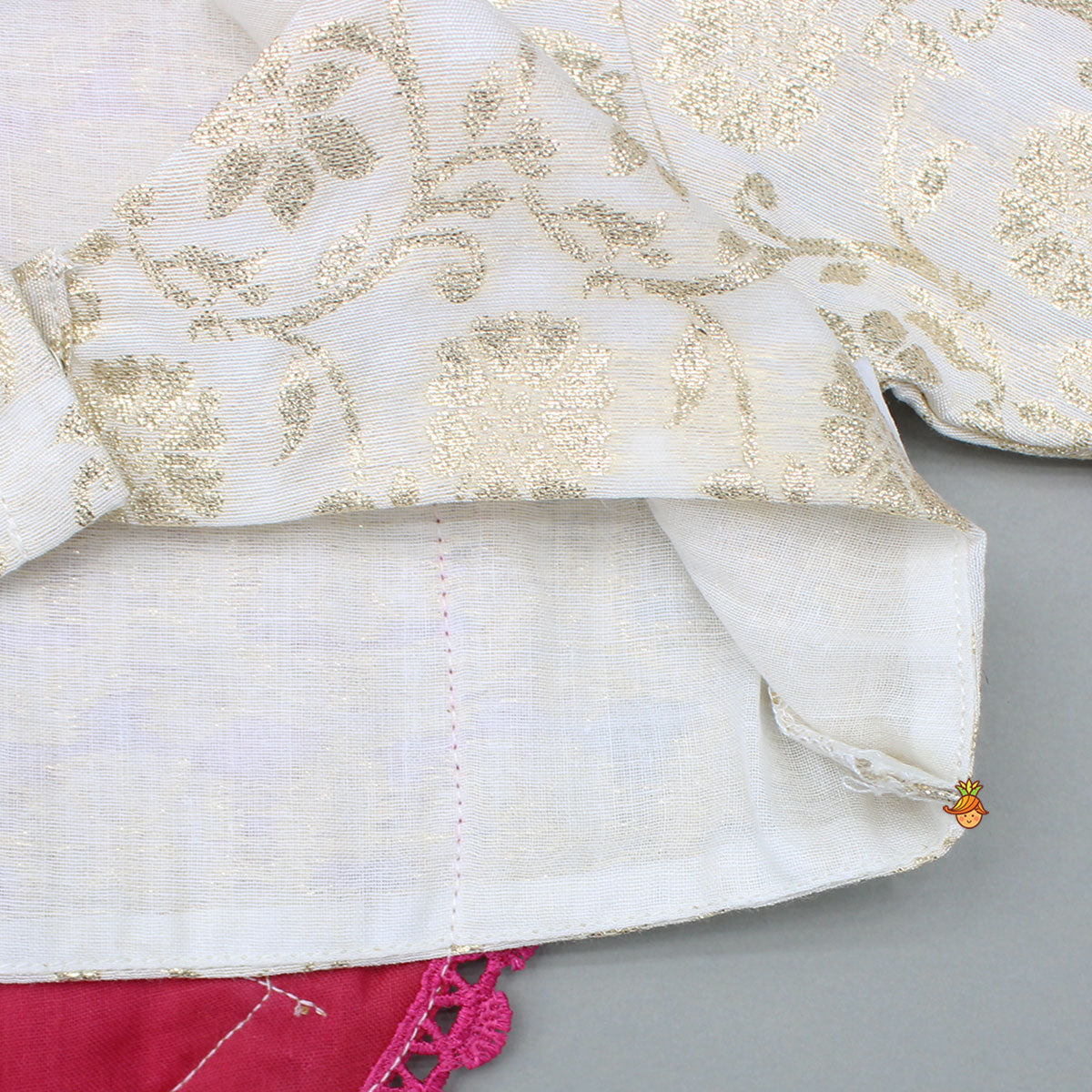 Pre Order: Off White Brocade Top With Lehenga And Dupatta