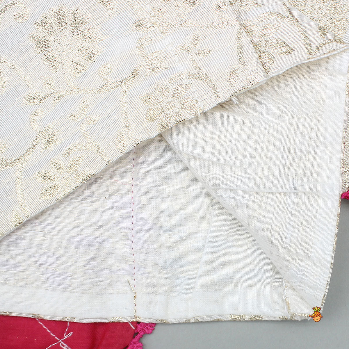 Pre Order: Off White Brocade Top With Lehenga And Dupatta