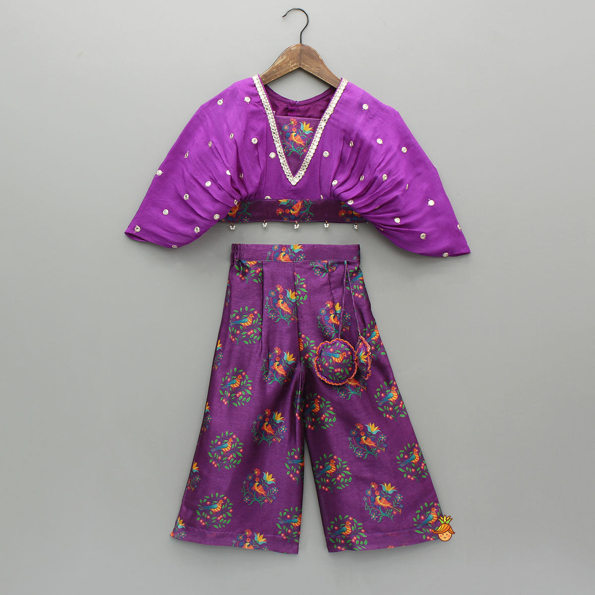 Pre Order: Stylish Purple Top With Printed Palazzo