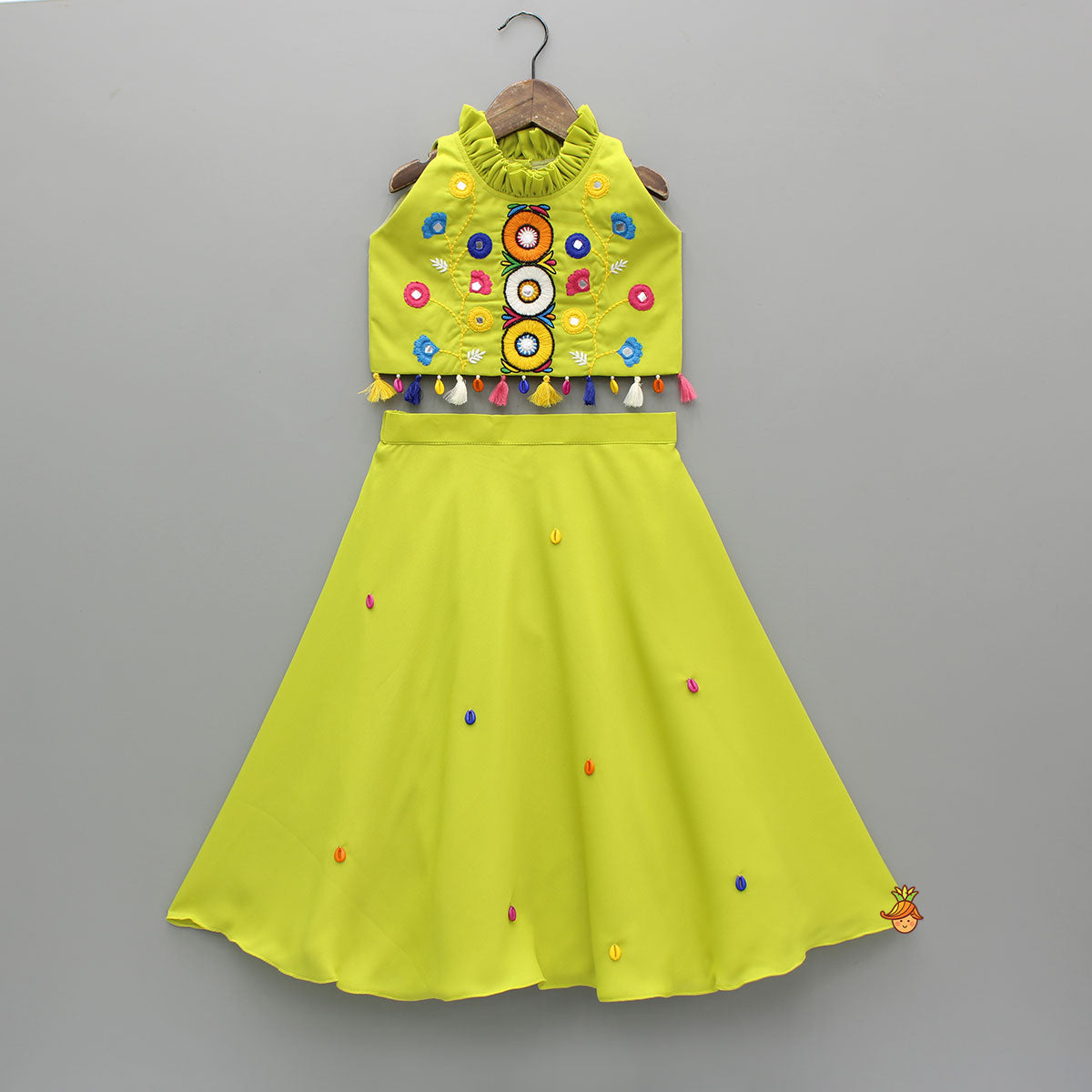 Pre Order: Stunning Ethnic Embroidered Sleeveless Top With Lehenga