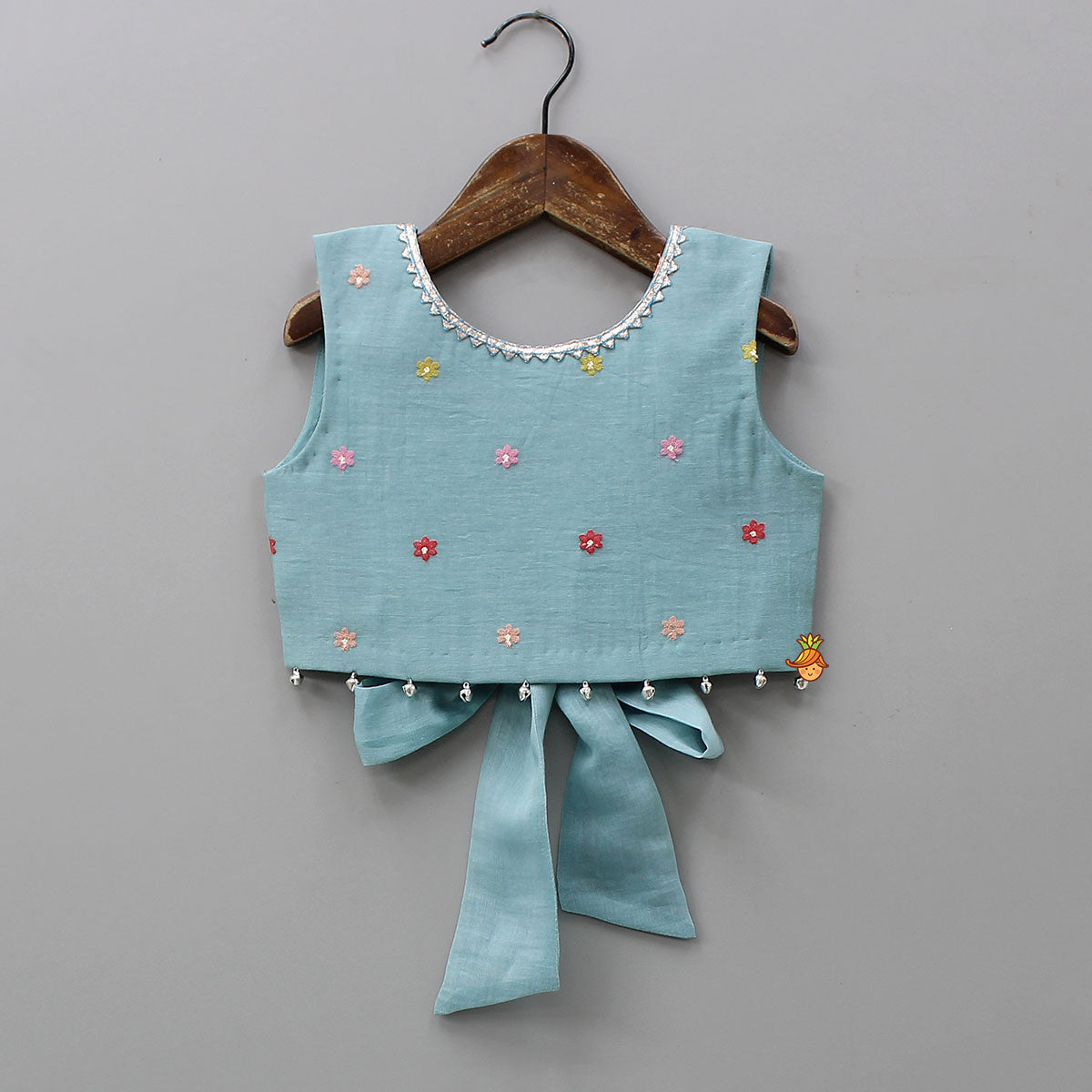 Pre Order: Bells-Enhanced Blue Top And Lehenga