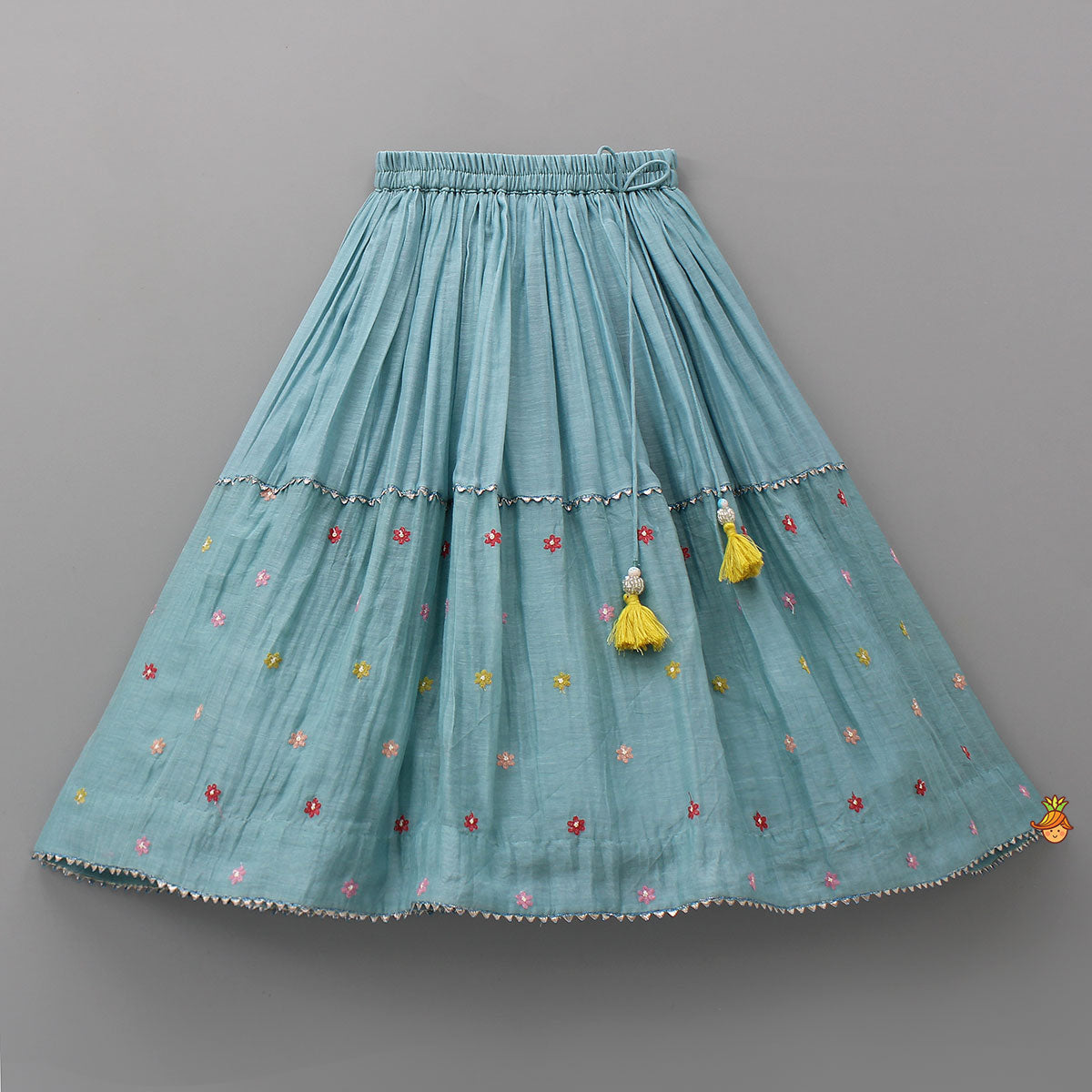 Pre Order: Bells-Enhanced Blue Top And Lehenga