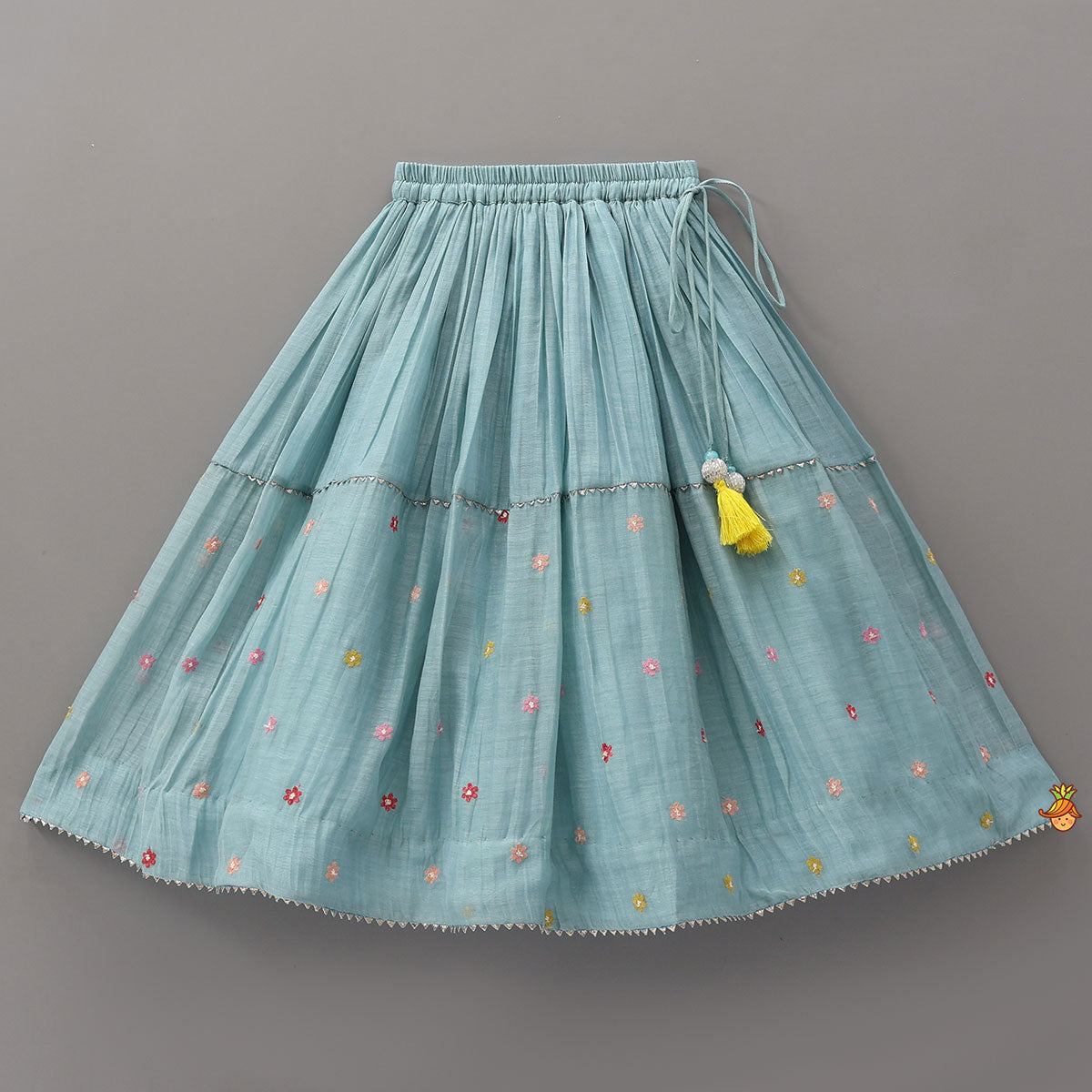 Pre Order: Bells-Enhanced Blue Top And Lehenga