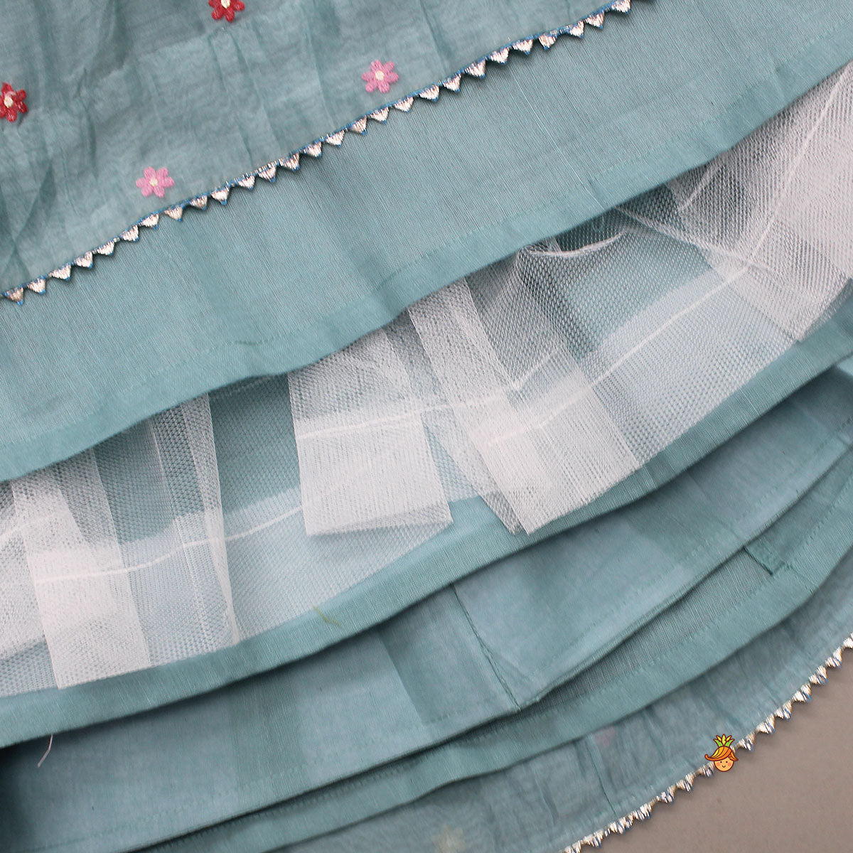 Pre Order: Bells-Enhanced Blue Top And Lehenga