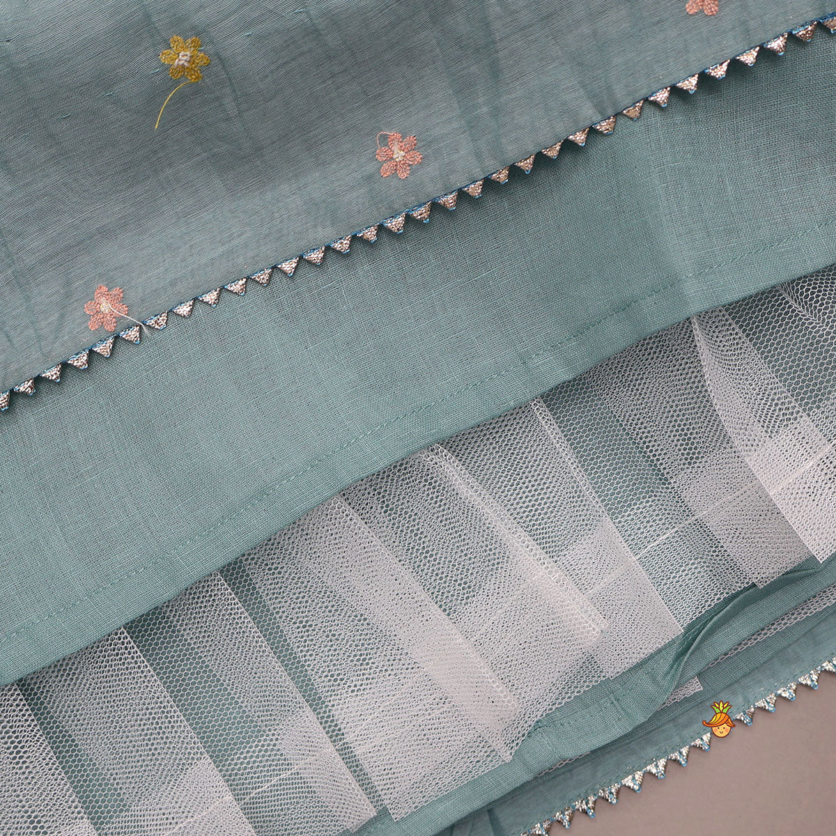 Pre Order: Bells-Enhanced Blue Top And Lehenga