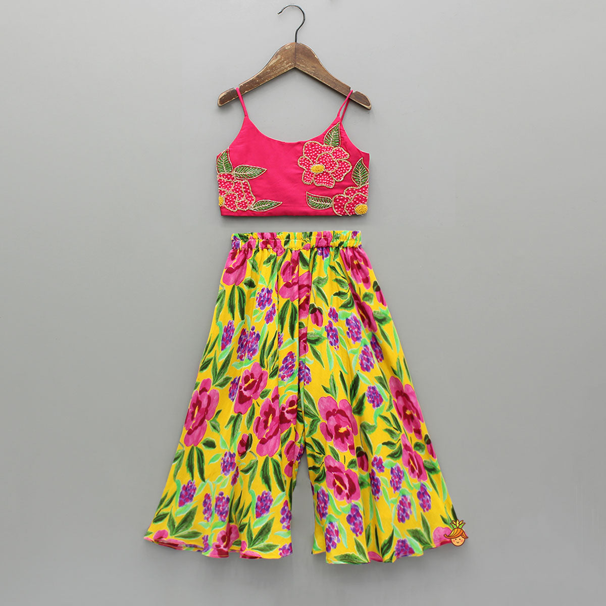Pre Order: Beautiful Pink Embroidered Top With Printed Palazzo