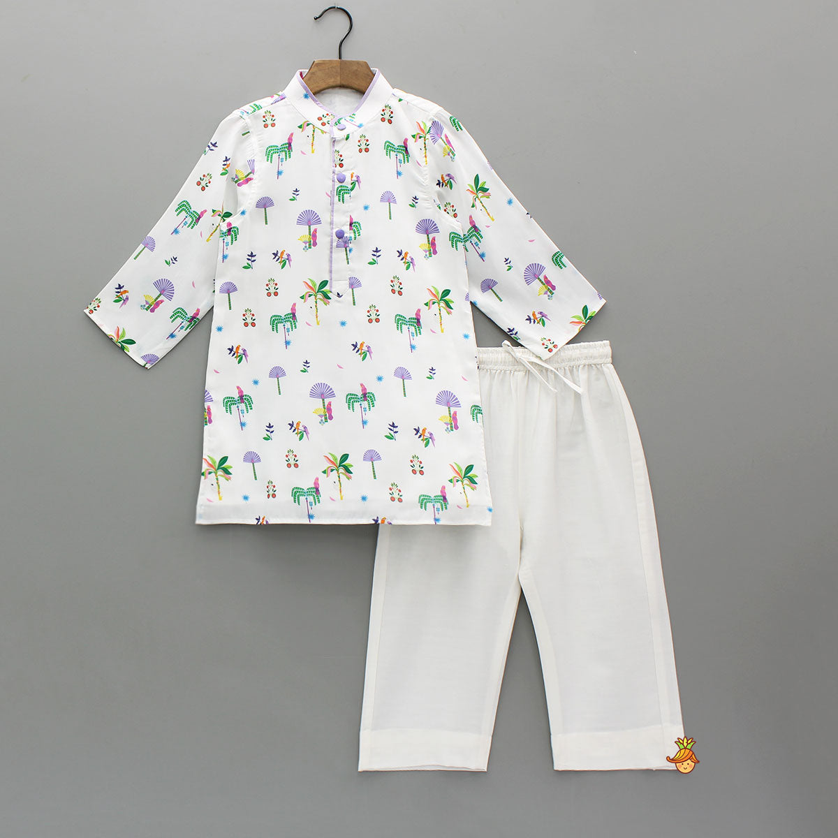 Pre Order: Multicolour Printed Kurta With Pyjama