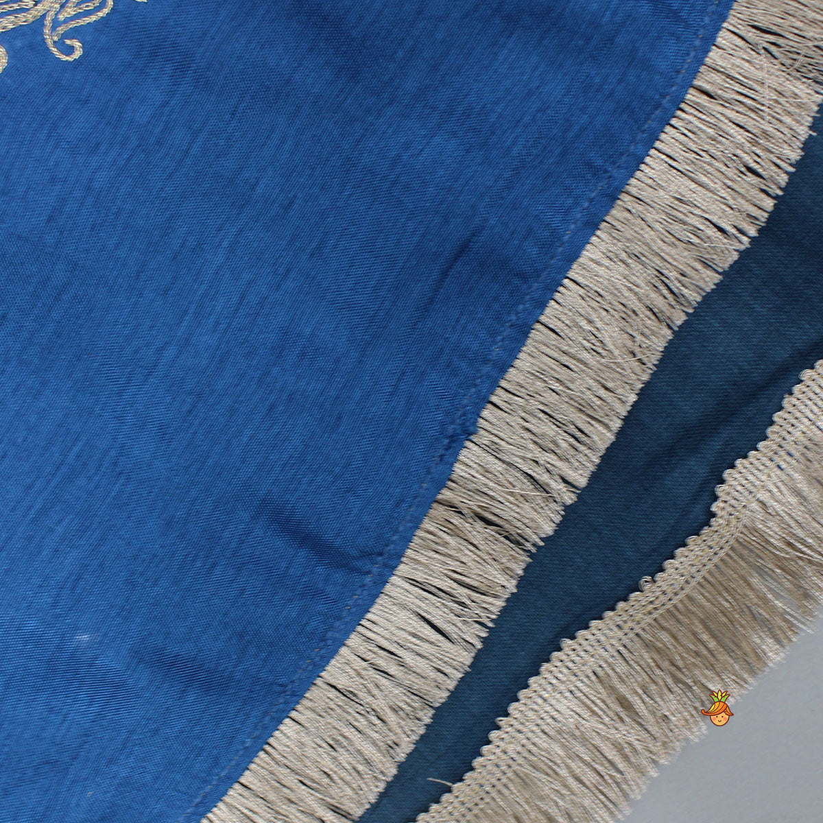 Pre Order: Blue Pleat Detailed Zari Embroidered Kurti With Sharara And Dupatta