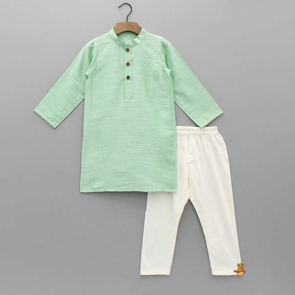 Pre Order: Green Ethnic Kurta With Floral Printed Jacket And Pyjama