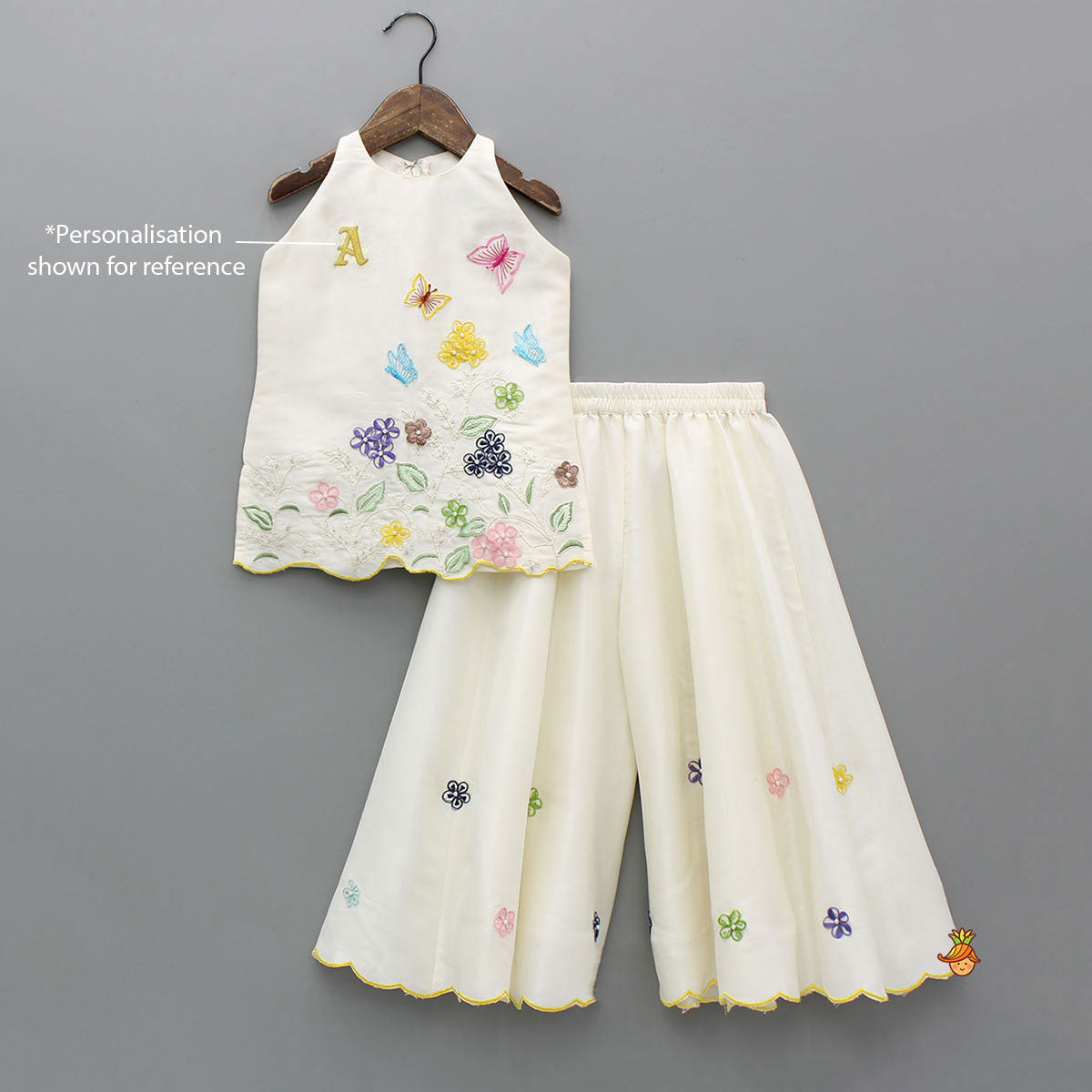 Pre Order: Beautiful Garden Themed Embroidered Kurti With Palazzo