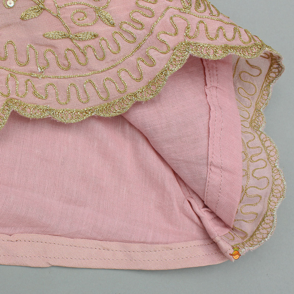 Pre Order: Stunning Shimmery Floral Embroidered Pleat Detailed Top With Shimmery Dhoti And Dupatta