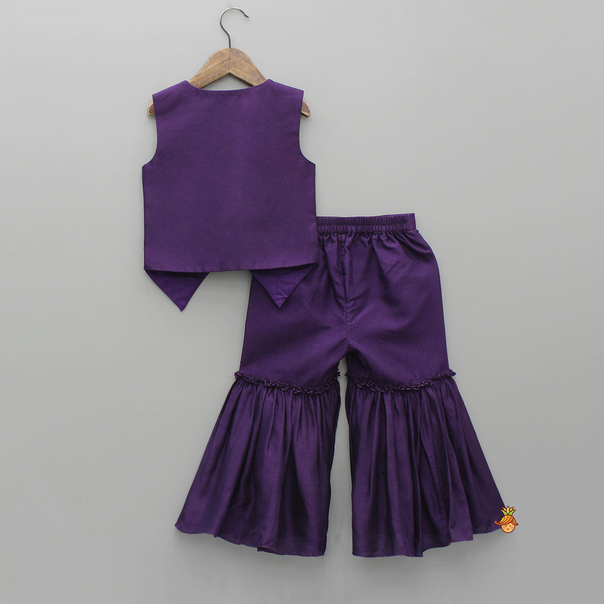Pre Order: Purple Swan Embroidered Vest Top With Sharara
