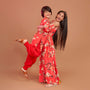 Multicolour Floral Printed Kurta With Jogger Style Pyjama twinning model image 1