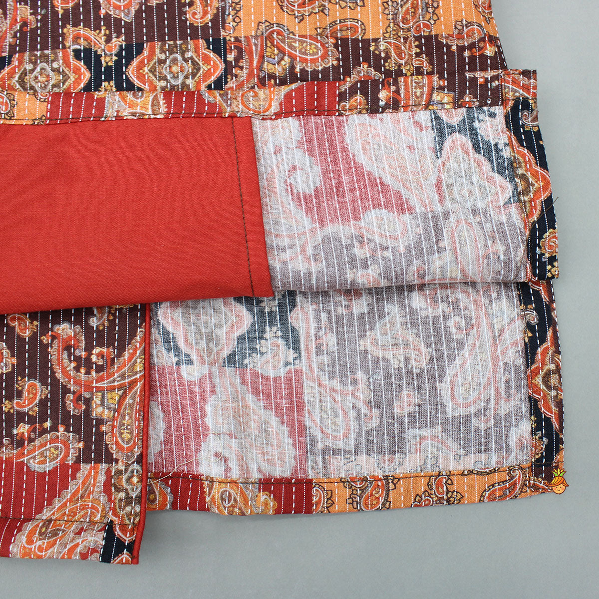 Pre Order: Multicolour Printed Asymmetrical Kurta With Pyjama