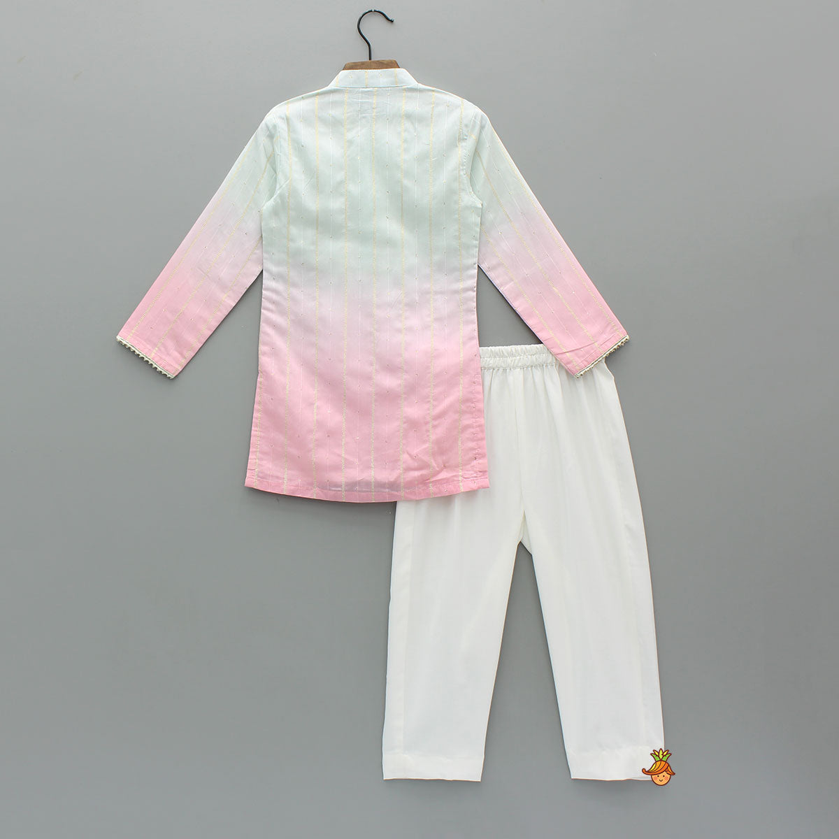 Pre Order: Sequin And Lace Detailed Ombre Kurta With Pyjama