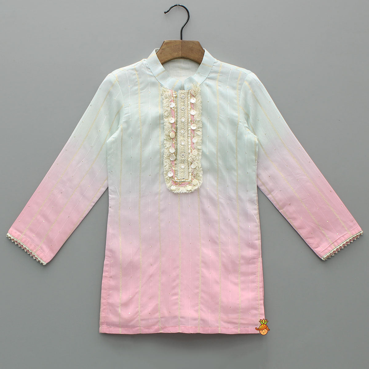 Pre Order: Sequin And Lace Detailed Ombre Kurta With Pyjama