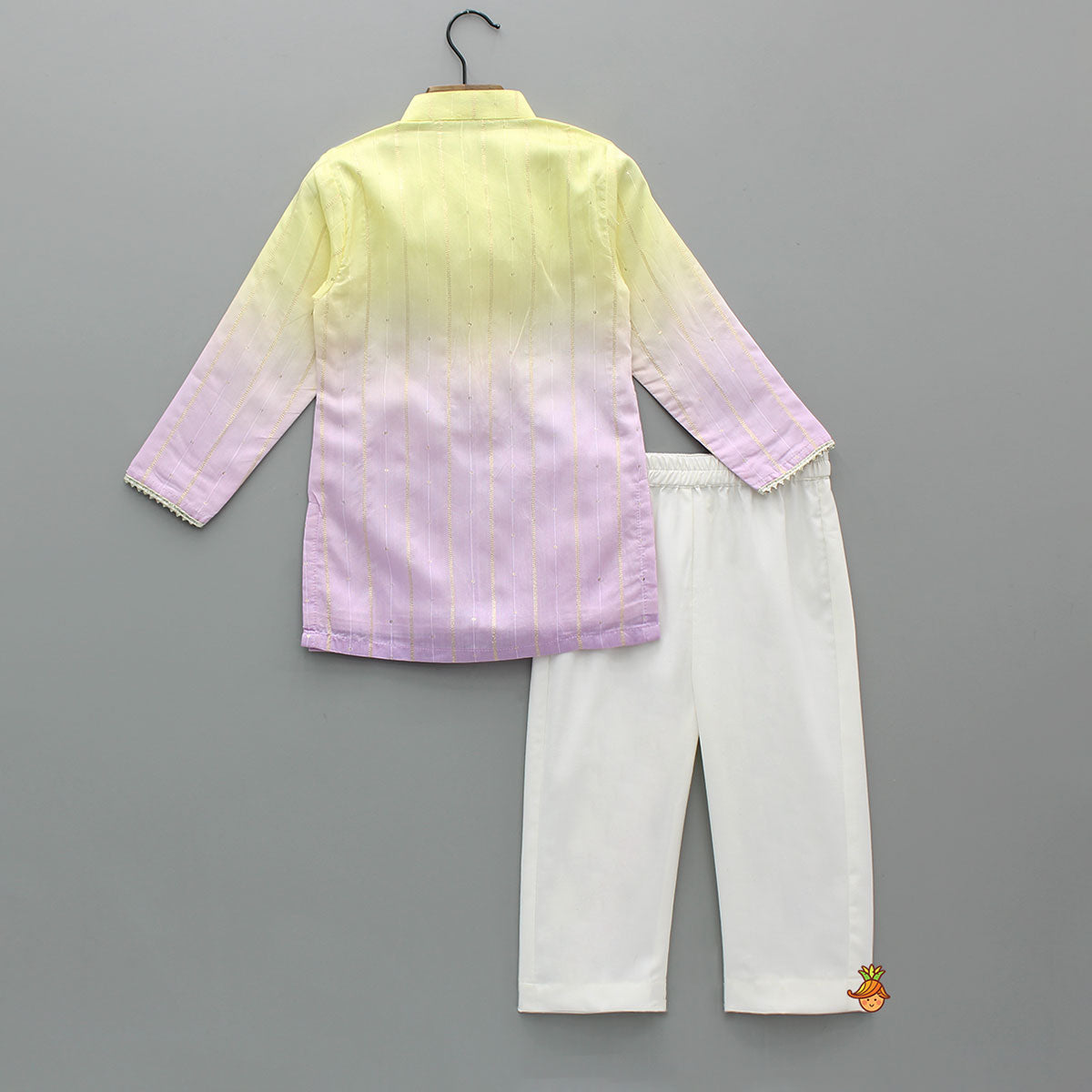 Pre Order: Ombre Lace Work Decorative Kurta With Pyjama