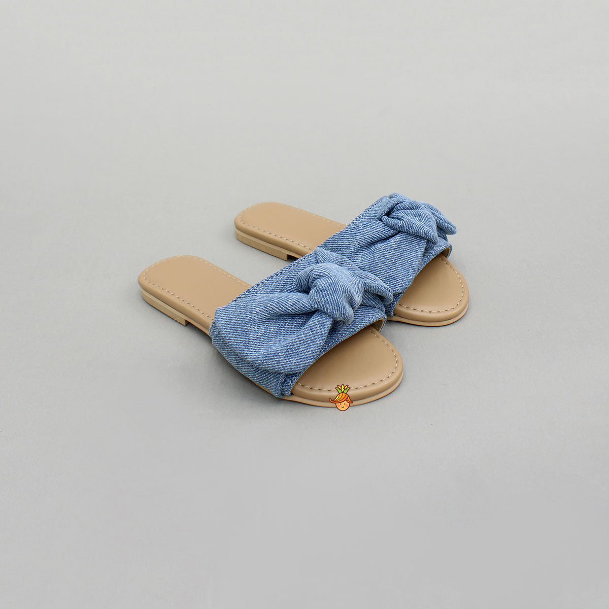 Pre Order: Cute Denim Bow Adorned Flats