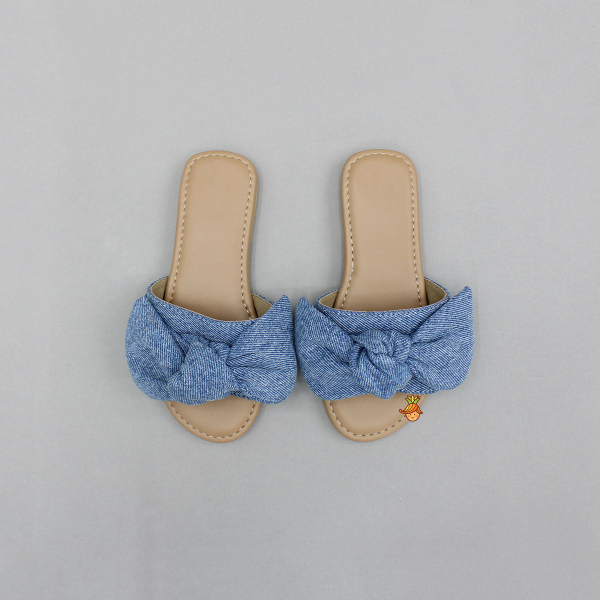 Pre Order: Cute Denim Bow Adorned Flats