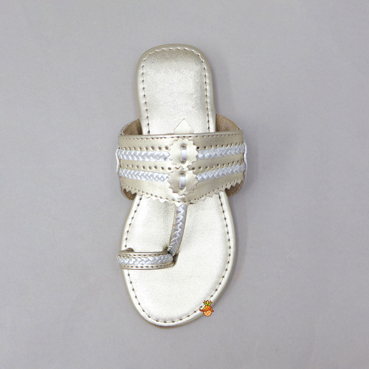 Ethnic Dual Tone Braid Detailed Kolhapuri Flats