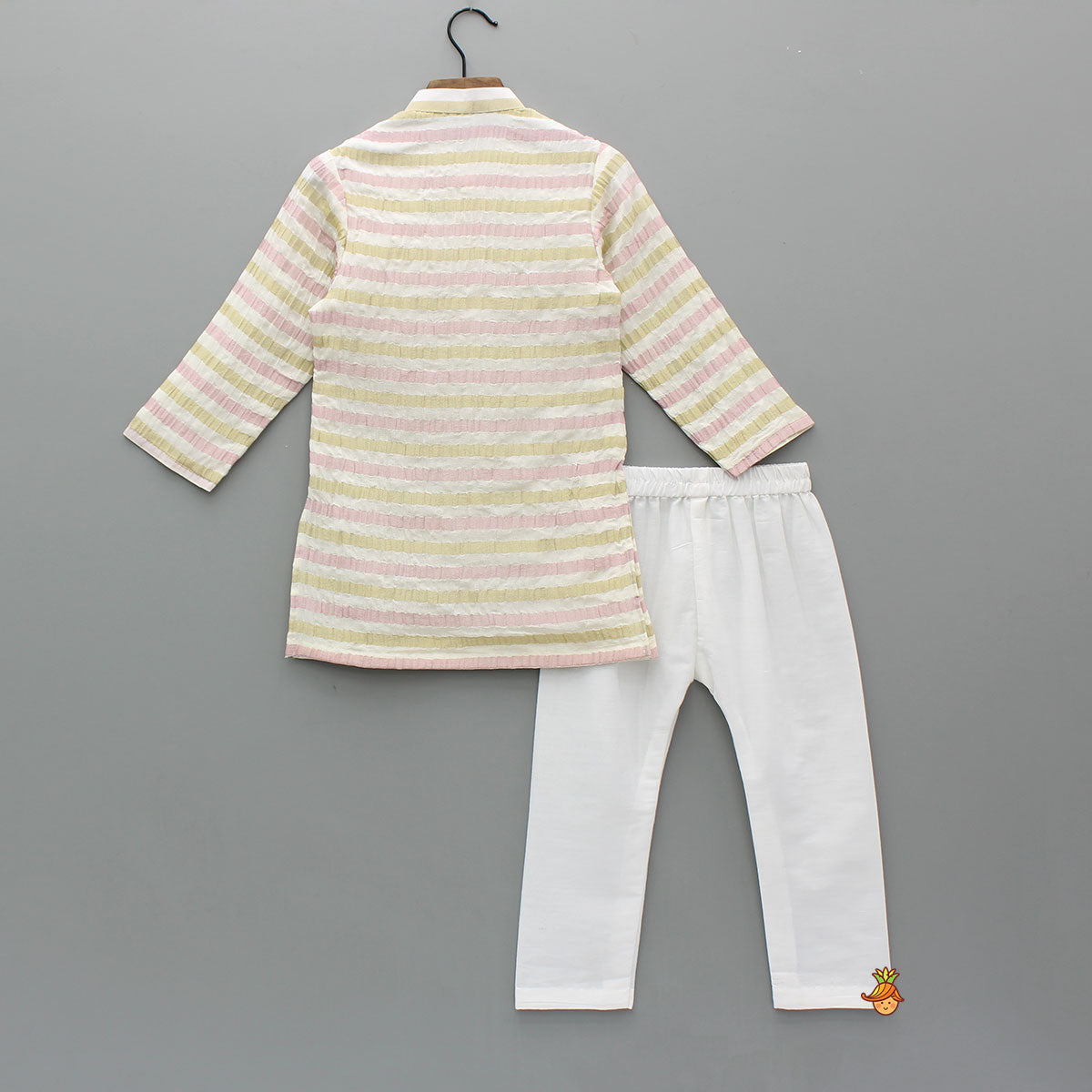 Pre Order: Multicolour Shimmer Stripe Kurta And Pyjama