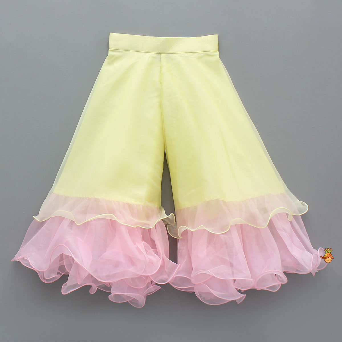Pre Order: Scallop Designed Top And Ruffle Hem Palazzo With Floral Sling Bag
