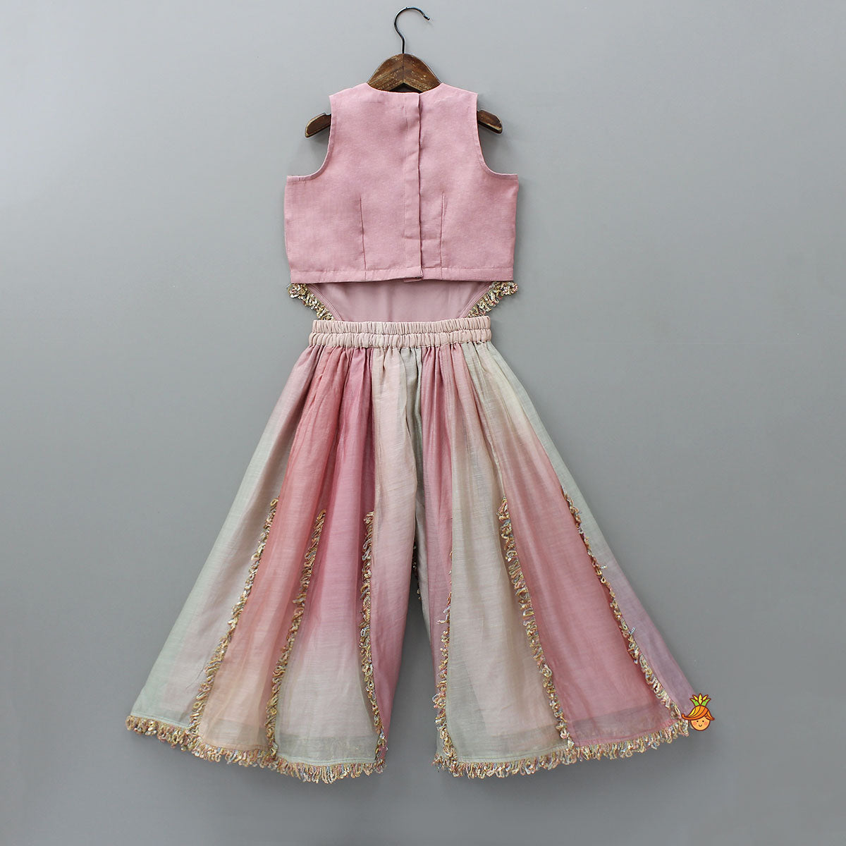 Pre Order: Heavy Beaded Yoke Top With Palazzo And Hair Clip