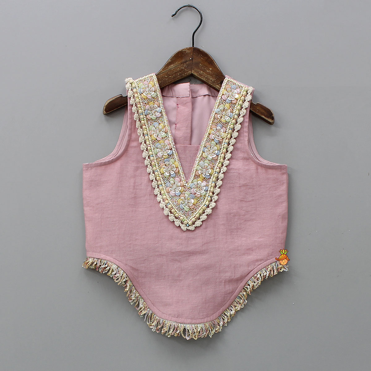 Pre Order: Heavy Beaded Yoke Top With Palazzo And Hair Clip