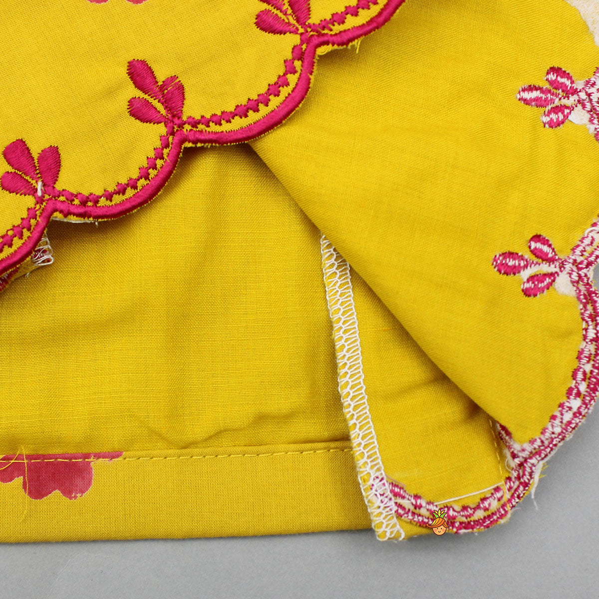 Pre Order: Scallop Detailed Floral Top With Floral Printed Lehenga