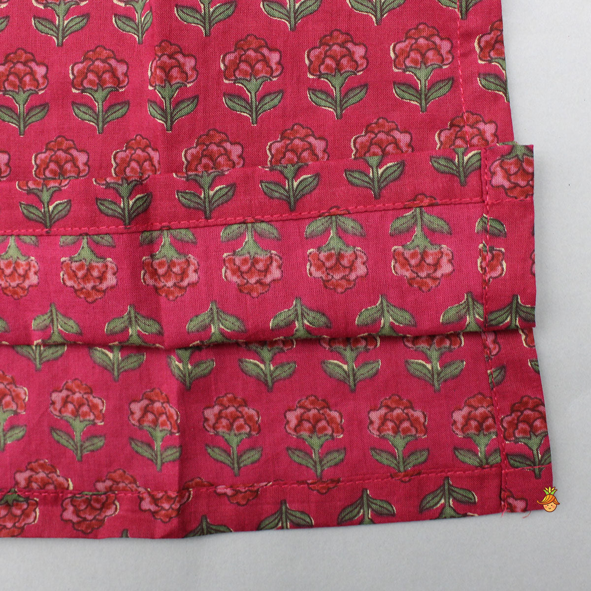 Pre Order: Floral Printed Cotton Kurta With Matching Printed Jacket And Pyjama