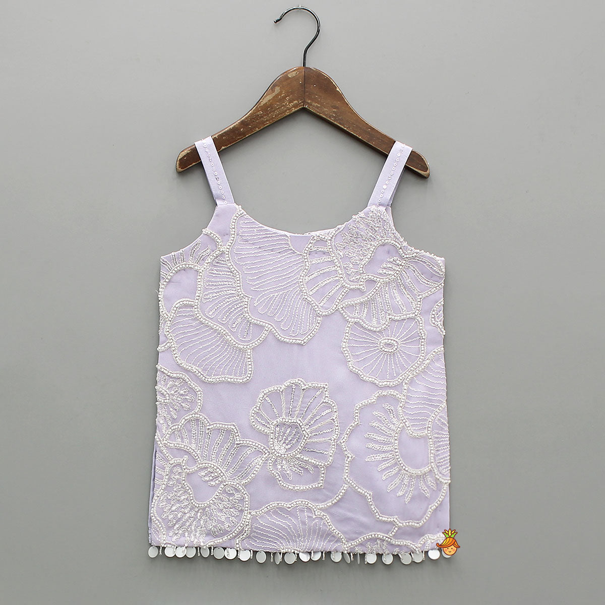 Pre Order: Beautiful Floral Embroidered Strappy Kurti With Palazzo